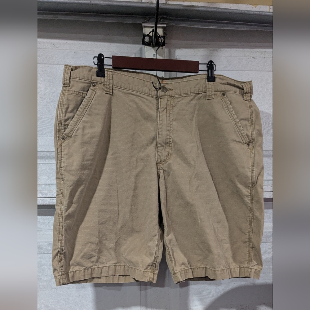 Carhartt Carpenter Shorts Mens Size 38 Brown Duck Canvas Work Wear Logo B147 DKH